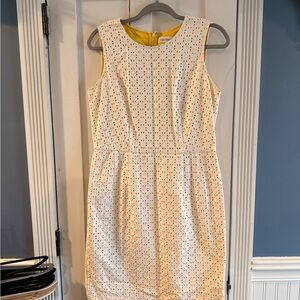 Calvin Klein White Lace Dress with Yellow Underlay